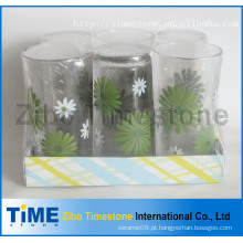 9oz decalque de impressão beber copo de vidro conjunto (TM24007-5)